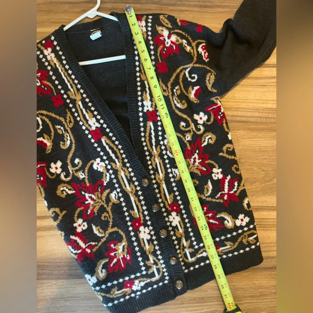 Vintage Panther Nordic Floral Cardigan Sweater Large - Picture 11 of 13